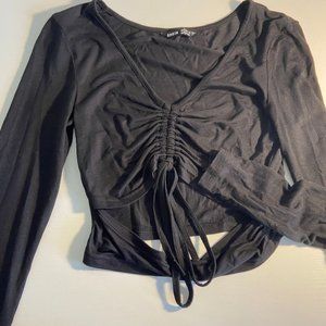 Black Long Sleeve Crop Top